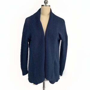 J CREW 100% cotton cardigan sweater navy blue sz xs chunky knit womens